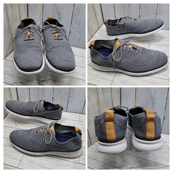 Cole Haan ZeroGrand Men 8.5M LaceUp Grey Cloth Oxford Tip Foam Cushion Shoes - Picture 2 of 6